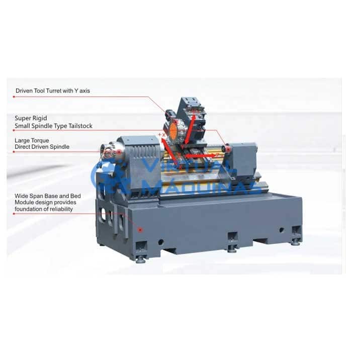 Torno Cnc Mod. Dt500e Com 04 Eixos (xzyc) E Ferramenta Acionada